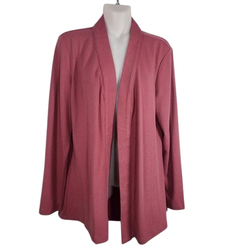 Denim & Co. Essentials Womens Heavenly Jersey Cardigan Size Small Pink A703348